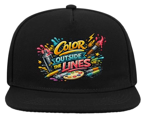 Creative Expression Beyond Boundaries 5 Panel Snapback Flat Visor Baseball Hat Black