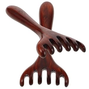 2 Pcs Wooden Deer Horn Massage Comb 6 Claws,Taichi Massage Tools | Meridian-Dredging Rake Foot Acupoint Massager Perfect for Head, Back, Legs, and feet. Ideal as a Father’s Day or Mother’s Day Gift