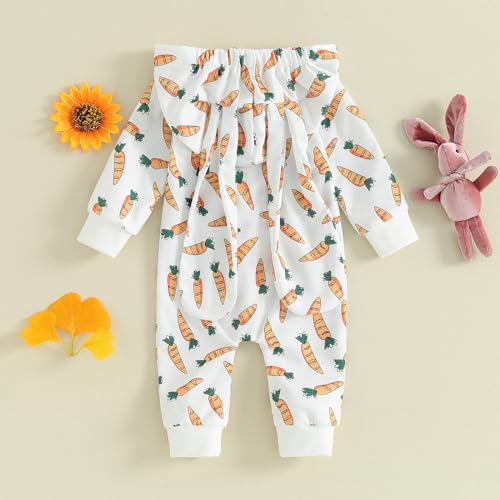 Newborn Baby Boy Easter Outfit Bunny Ear Hooded Long Sleeve Romper Jumpsuit Baby Girl Boy Spring Clothes3