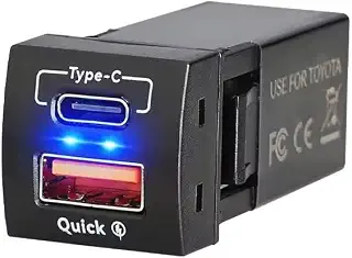 トヨタCタイプ スイッチホール USB充電器 23mm×23mm TypeC PD＋TypeA QC3.0対応