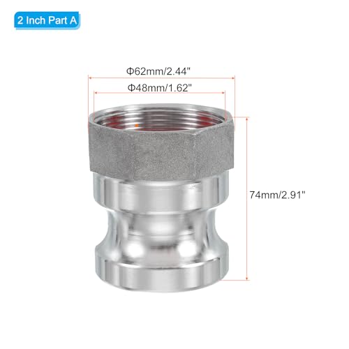 Acoplamiento camlock de aluminio de 2 pulgadas y rosca NPT macho a hembra uxcell pack de 2 3