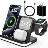 Wireless Charging Station for Apple,7-in-1 Charger Stand for Multiple Devices for iPhone 17 16 15 14 13 12 Pro Max, Apple Watch Series, Airpods Series with Adapter