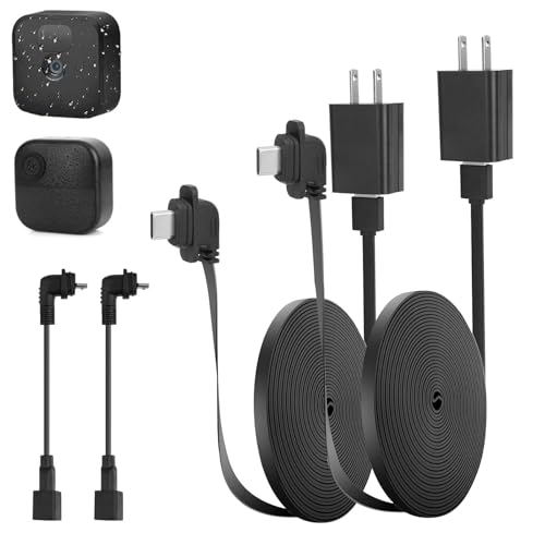 2Pack 10ft/3m Power Cord and Adapter for Blink Outdoor 4(4th Gen)/(3rd Gen)/Blink XT XT2 Camera Weather Resistant Flat Charging Cable with Extra Type C to Micro USB Adapter