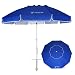 AMMSUN 8 Feet Large Beach Umbrella with Sand Anchor Heavy Duty High Wind Portable Outdoor Umbrellas UPF 50+ Protection Air Vent Tilt Patio Garden Pool Blue