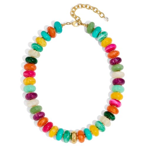 TENTMENTISE Chunky Necklaces for Women - Colorful Chunky Choker Necklace for Women, Gold Colorful Rainbow Beaded Necklaces, Womens Boho Summer Beach Jewelry Birthday Gifts for Vacation Holiday