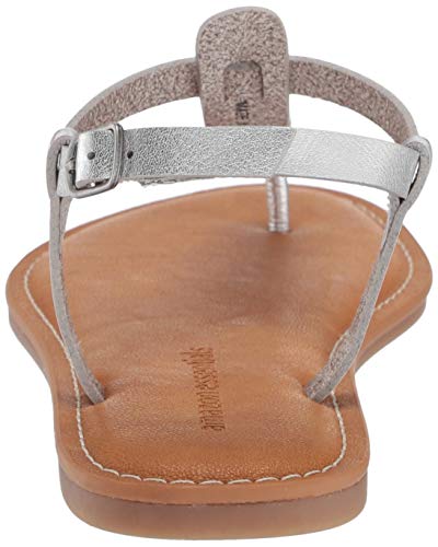 Amazon Essentials Women's Casual Thong with Ankle Strap Sandal, Silver, 8 B US - Image 4
