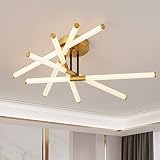 Myhaptim Modern LED Flush Mount Ceiling Light 10-Light LED Close to Ceiling Light Rotatable Gold Lig