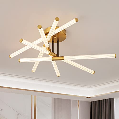 Myhaptim Modern Led Flush Mount Ceiling Light 10-Light Led Close To Ceiling Light Rotatable Gold Light Fixture For Kitchen Bedroom Dining Room,3200K,Not Dimmable #TOP3