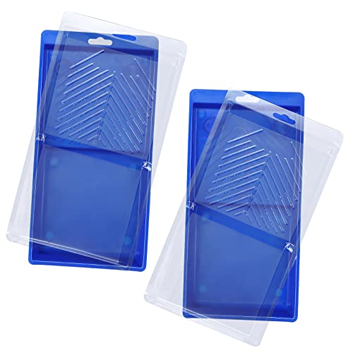 Certbuy 4 Pack 6 Inch Paint Tray With 8 Pack Disposable Paint Tray Liners Blue Plastic Paint Roller Tray For Household (Fit For 4 Inch Paint Rollers) #TOP2
