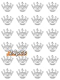 Small Crown Brooch pins for women fashion Rhinestone Gold Silver Crown Brooch for men (24PCS silver)