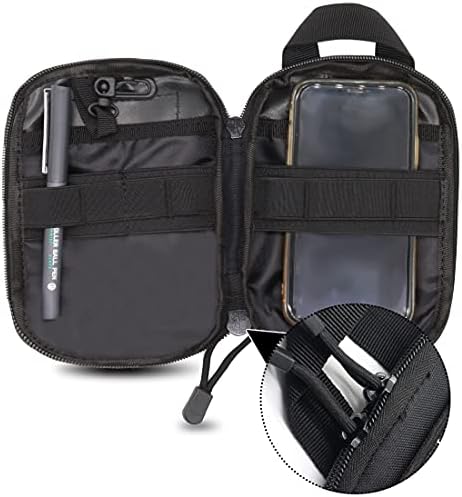 Molle Pouches, Tactical Molle EDC Pouch Waist Bag Multifunction Waist Bag Pouches Hanging Accessories Holde with Cell Phone Holster for Sports Hiking Camping (Black)