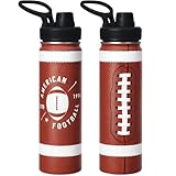 Football Water Bottle, 24 oz Insulated Stainless Steel Sports Bottle with Straw, Football Stuff Gifts for Boys