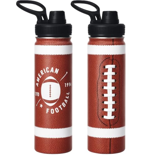 Football Water Bottle, 24 oz Insulated Stainless Steel Sports Bottle