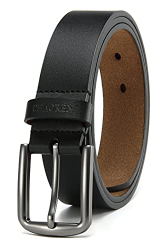 CHAOREN Ledergürtel Herren Schwarz - Gürtel Herren Leder 35mm für Jeans - Ovales Loch Design Einfach rein Einfach raus Cover