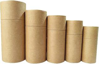 4Pcs Empty Kraft Paper Jar Tube Containers Essential Oil Bottle Paper Tube Gift Packaging Box Tube Cylinder Cardboard Boxes for Tea Coffee Cosmetic DIY Crafts Projects (50ML)