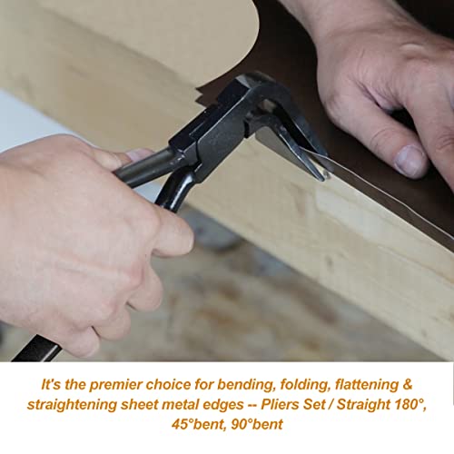 3 Pcs Hand Seamers Sheet Metal Bender, Sheet Metal Pliers Set, Carbon Steel Material Metal Bending Tool With Straight, 45° & 90° Jaws, Sturdy And Durable Forging Pliers #TOP3