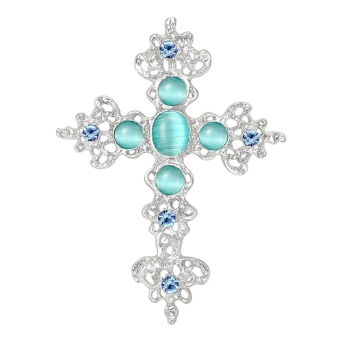 Fashion Crossed Shaped Brooch with Glittering Rhinestones Secure Closure Clothing Pin Wedding Accessory Religious Brooch