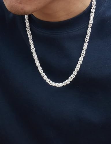 Waitsoul 925 Sterling Silver Byzantine Chain Lobster Clasp 6Mm Silver Chain Necklace For Men 18 Inch #TOP3