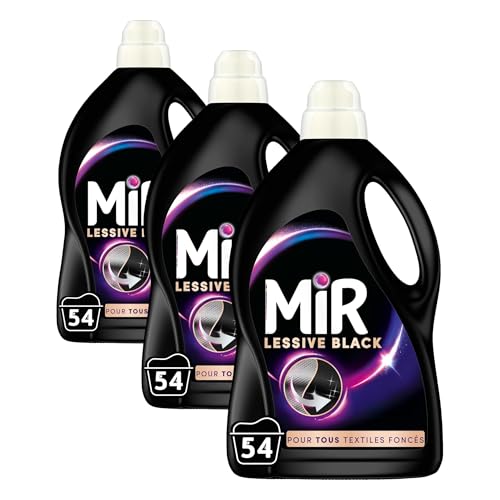 Mir - Lessive Liquide - Lessive Black - Main & Machine - Raviveur - Formule Unique 3en1 - Couleurs - Fibres - Fraîcheur - Nettoie avec Soin - Anti-Bouloche - Pour tous les Textiles Foncés - 54 Lavages