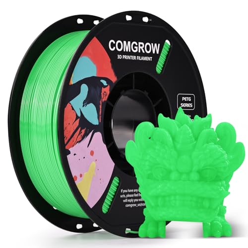 Image of Comgrow PETG 3D Printer Filament 1.75mm, High Precision and Tough 3D Printer Filament (2LBS), Dimensional Accuracy + /- 0.02 mm, Fit Most 3D Printers Grass Green