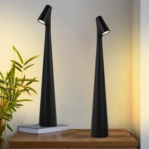 Hebangya Black Set of 2 Cordless Table Lamps Rechargeable Battery
