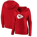 Fanatics Women's Red Kansas City Chiefs Primary Team Logo V-Neck Pullover Hoodie