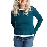 Pendleton Women's Shetland Collection Crew Sweater – 100% Wool, Classic Crewneck, Soft Knit Pullover, Relaxed Fit, Comfortable and Stylish Long Sleeve Top with Ribbed Cuffs and Hem - Deep Teal Heather