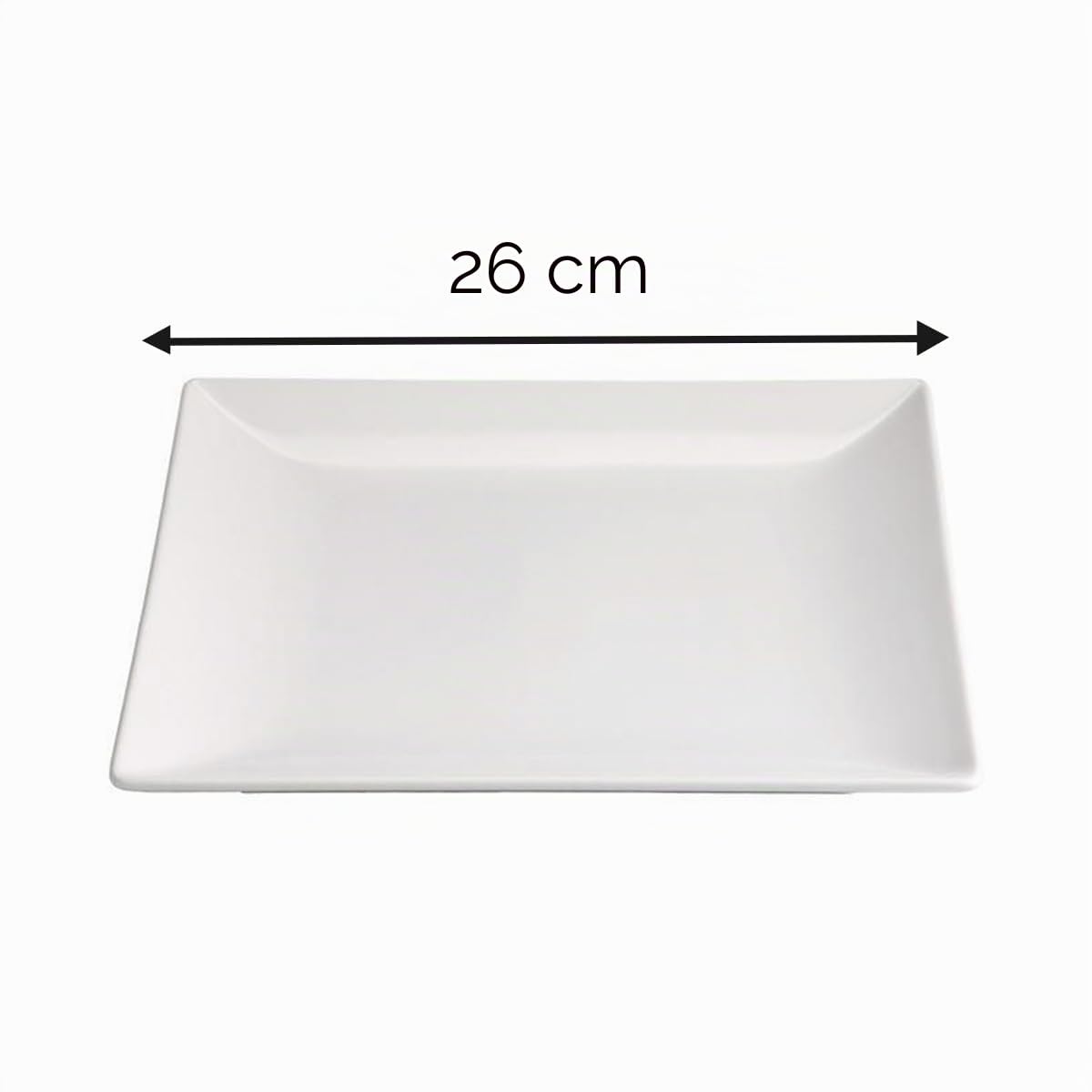 PEGANE Lot de 12 assiettes carrés LAURA, assiette service de table en porcelaine blanche - Longueur 26 x largeur 26 x Hauteur 2,5 cm