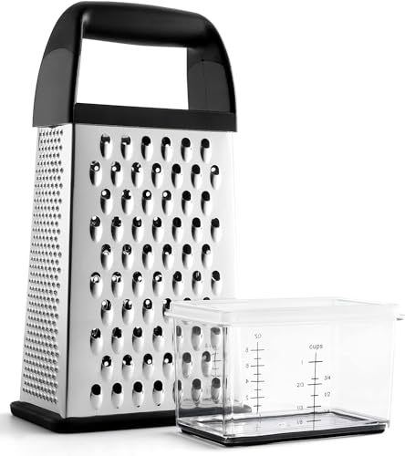Comparison: Best Box Cheese Grater 3 Urbanstrive Cheese Grater With Container Box Grater Stainless Steel Graters for Kitchen Cheese Shredder Parmesan Shredder Kitchen Gadgets Kitchen Tools Kitchen Gifts for Chef Dishwasher Safe Zester