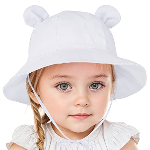 Image of Durio Baby Sun Hat Bowknot Baby Girl Sun Hat Baby Girl UPF 50+ Toddler Hat Wide Brim Summer Baby Hat