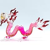 Sansukjai Dragon Miniature Hand Blown Glass Art Figurines Animals Collectible Gift Home Décor, Pink