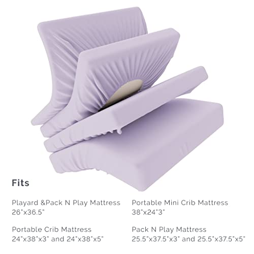 Natemia Fitted Pack And Play Sheet - 100% Organic Cotton - For Standard Size Playard, Pack N Play, And Mini Crib Mattress - Ultra Soft, Thick & Stretchy Jersey Knit Cotton #TOP3