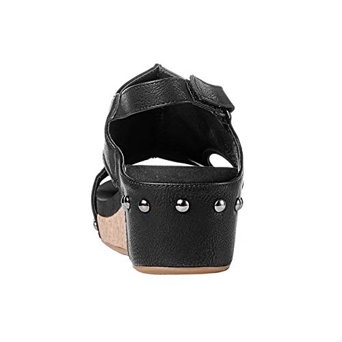 Corkys Women's Volta Wedge Sandal (Black Smooth, 9 M US)3