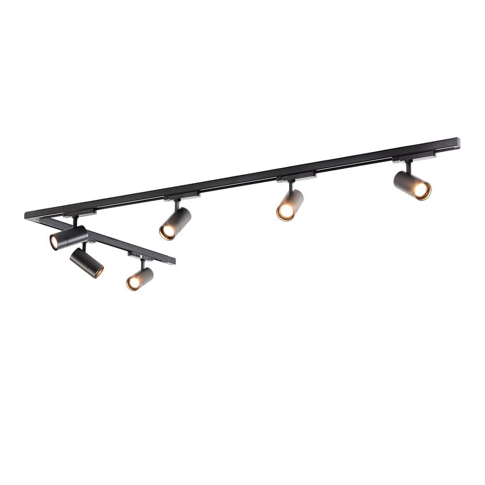 Qub Zoom LED Schienensystem – L-Form – 2 x 400cm – 8x Spots – 3-Phasen – Deckenstrahler Schwarz – Einstellbare Helligkeit 20W/25W/30W – Farbtemperatur 2700K/3000K/4000K (Warmweiß bis Tageslichtweiß)
