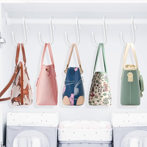 HiGift 12 Pack Purse Hanger for Closet, Unique Twist Design White Vinyl Coated Bag Hooks Organizer hanging, Large Closet Hooks Purse Organizer Holder for Hanging Purses,Handbag,Belt,Hat,Backpack,Jeans by HiGift - Image 3
