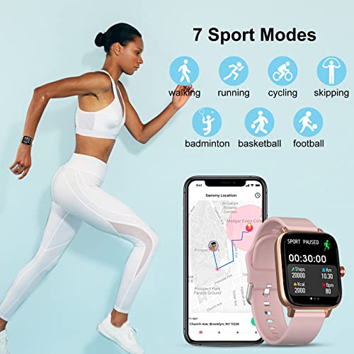 Smart Watch Gift for Men Women, 1.7" Full Touch Screen Smartwatch with Text and Call for Android iOS Phones, GPS Fitness Tracker Watches with Sports Modes, Pedometer, Distance, Calories (Pink) - Image 4
