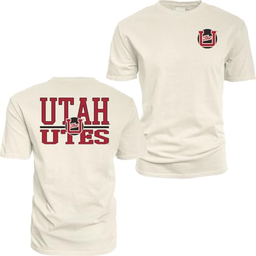 Utah Utes NCAA Officially Licensed T-Shirt Ringspun Front/Back Mascot Ivory, X-Large