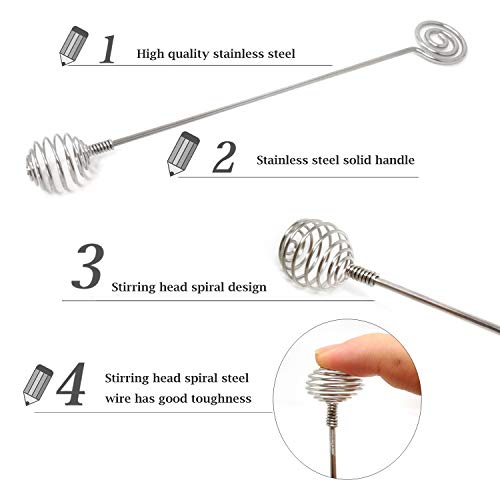 Honbay 4Pcs Stainless Steel Honey Dipper Sticks Honey Spoon Dippers Stir Sticks Mixing Spoon For Honey Melted Chocolate Albumen #TOP3