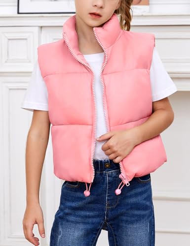 Gihuo Girls Winter Puffer Vest Lightweight Water-Resistant Quilted Vests Cropped Warm Kids Sleeveless Jacket Outerwear2