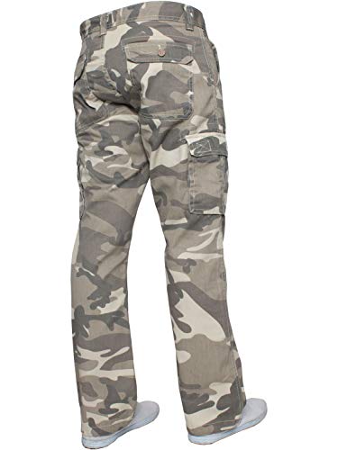 Kruze Mens Combat Cargo Trousers Camouflage Green Camo Summer Pants All Waist2