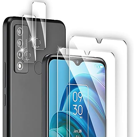 Cizerin 4 Pack Screen Protector for TCL 30 XE 5G - 2 Pack Tempered Glass Screen Protector and 2 Pack Camera Lens Protector - Shatter Proof- HD Clarity Cover