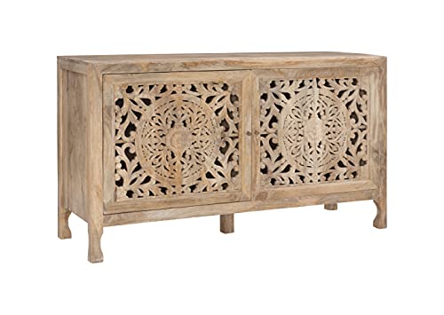 Powell Oliver Natural Two Door Cabinet, Antique Brown