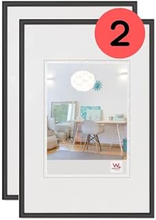 walther design Bilderrahmen schwarz 40 x 50 cm Doppelpack, New Lifestyle Kunststoffrahmen KV050BD