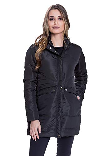 Jaqueta Sobretudo Acolchoada Inverno Frio Detalhe Costuras Preto (P)