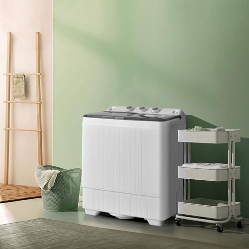 image for COSTWAY Portable Washing Machine, Twin Tub 26lbs Capacity Laundry Wash