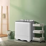 COSTWAY Twin Tub 26lbs Capacity Laundry Portable Washing Machine, 18lbs, Compact Washer for Home Dorm Apartment (Grey+White) - Image 3