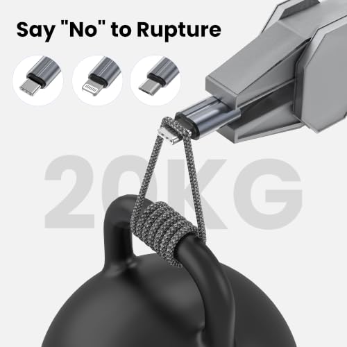 Image of FEEL2NICE 3 in 1 Multi Charging Cable, 3-Pack 6 FT Multiple Device Charger Cord with USB C, Lightning and Micro USB Plugs for iPhone 17 16 15 14, Android Phones and Tablets, Gray