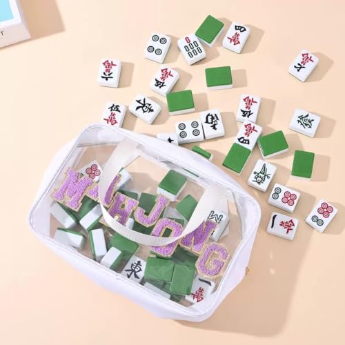 Bolsa de mahjong vacía con cremallera transparente portátil miniatura 7
