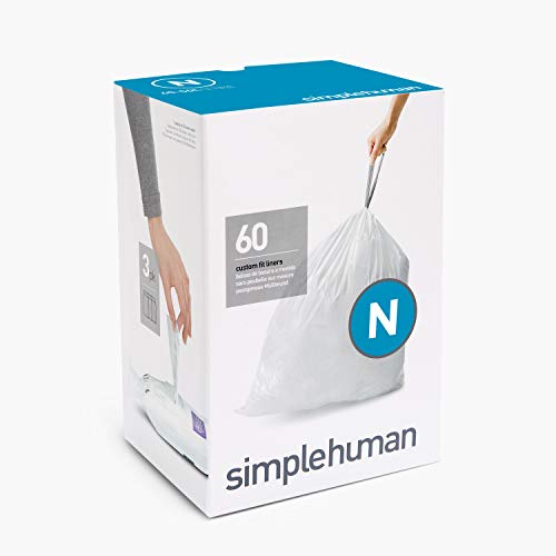 simplehuman Code N Custom Fit Drawstring Trash Bags, 45-50 Liter / 12-13 Gallon