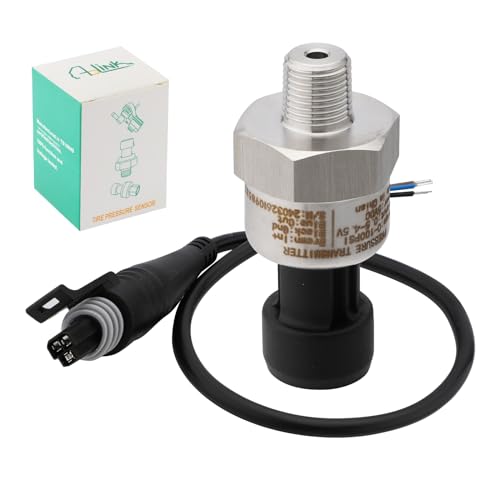 AULINK 100 PSI Pressure Transducer Sender Sensor with 1/8" -27 NPT 316 Stainless Steel Thread and Harness Connector for Oil Fuel Air Water Pressure